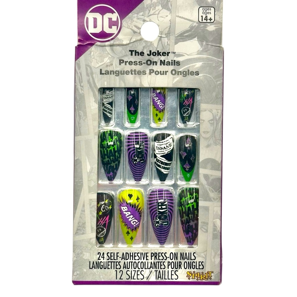 Spirit of Halloween DC "The Joker" Press on Nails 24 Set Halloween Accessory NIB